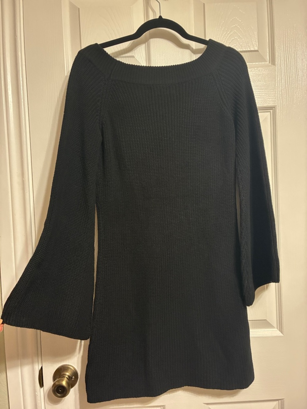 Lulus off the shoulder Black knit dress  with bell sleeves